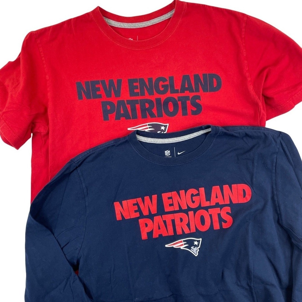 Nike New England Patriots T-Shirt Mens XL Red Blue NFL Football Graphic Lot of 2